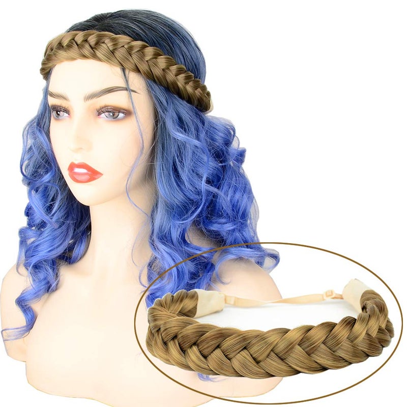 DIGUAN Huge 2 Strands Thick Synthetic Hair Braided Headband Classic Chunky Plaited Braids Elastic Stretch Hairpiece Women Girl Beauty accessory 4oz Dirty Blonde